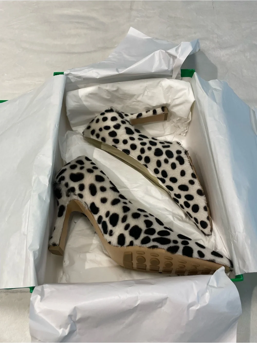 Bottega Veneta Sofia Lamb Hair Pump in Jaguar Print 37.5 New in Box